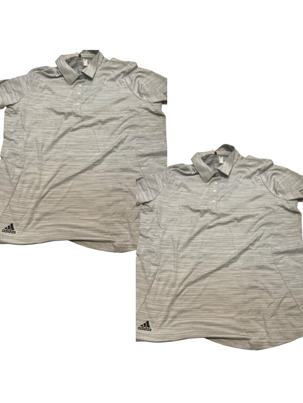 adidas Men’s Micro Stripe Polo Shirt Large Light Grey HA6069 2 Pack New